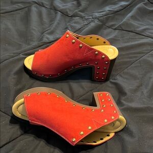 Stylish Red Studded Women's Heels